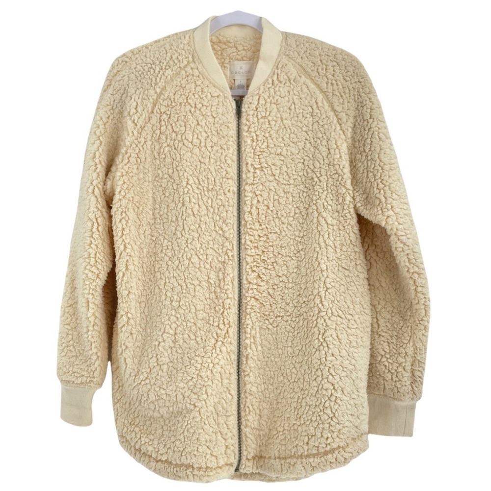 Caslon Faux Shearling Teddy Sherpa Ivory Jacket with Plush Lining Size Medium